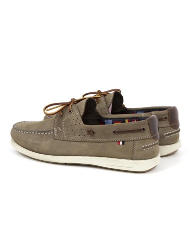 Grey leather boat shoe