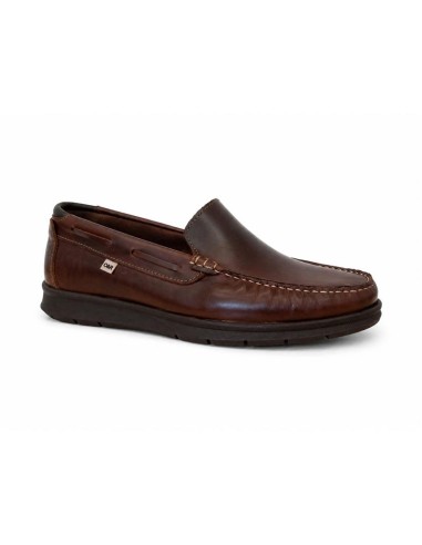 Brown leather boat shoe