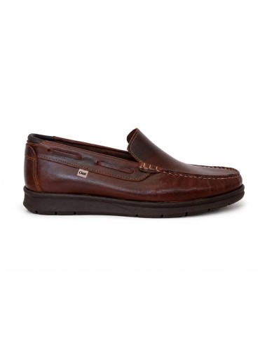 Brown leather boat shoe