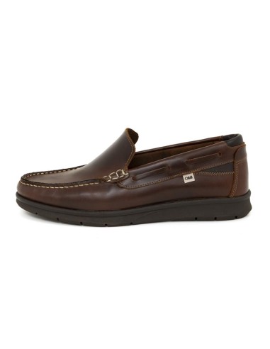 Brown leather boat shoe