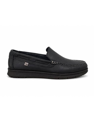 Blue leather boat shoe