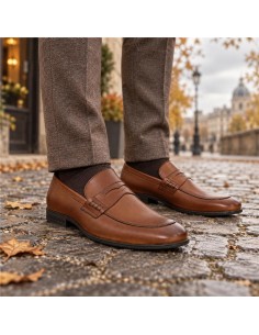 Brown leather moccasin