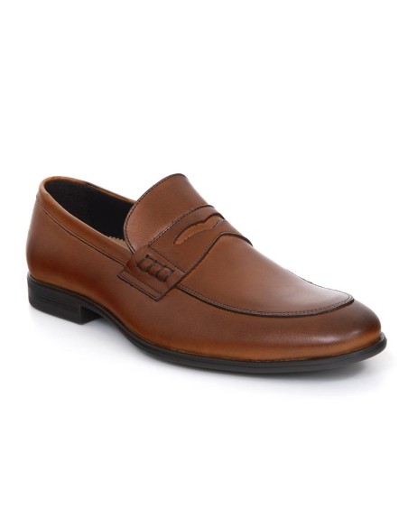 Brown leather moccasin