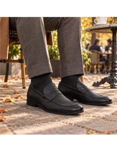 Black leather moccasin