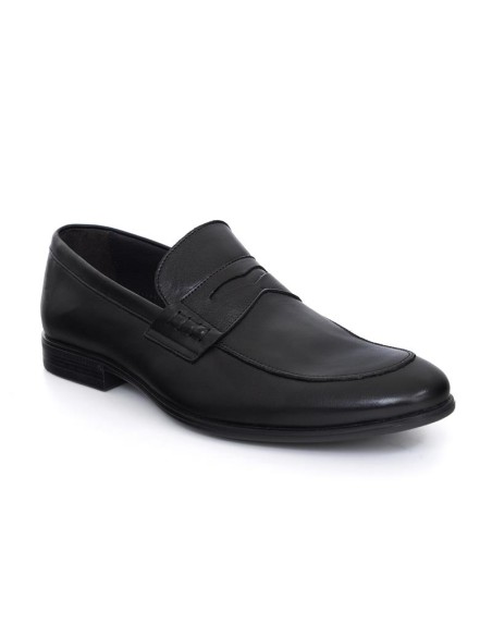 Mocasín de piel de piso antideslizante color negro