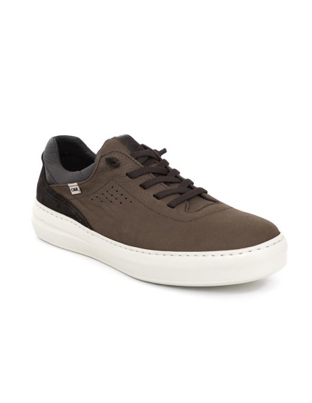 Sneakers de piel liso color marrón