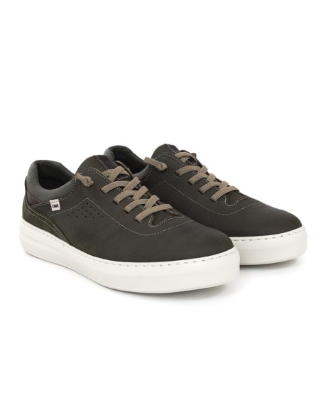 Sneakers de nobuck liso color verde