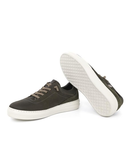 Sneakers de nobuck liso color verde