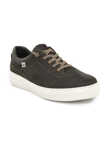 Sneakers de nobuck liso color verde