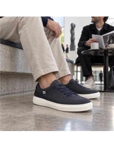 Sneakers de nobuck liso color azul