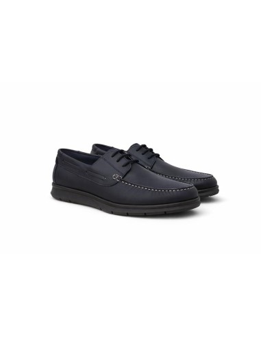 Blue leather boat shoe