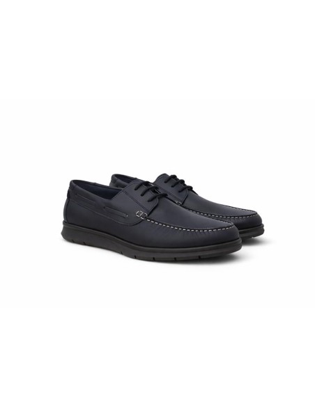 Blue leather boat shoe