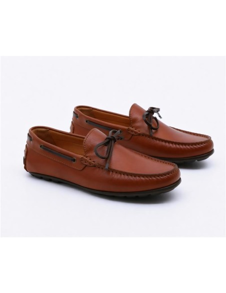 Brown leather moccasin
