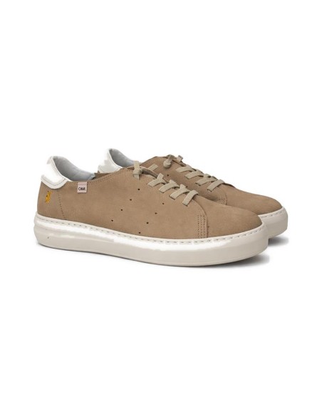 Sneakers de nobuck liso color beige