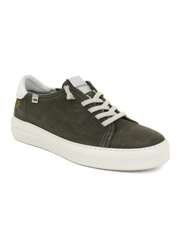 Sneakers de nobuck liso color verde