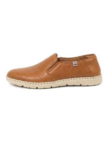 Mocasín slip-on con suela en contraste color cuero