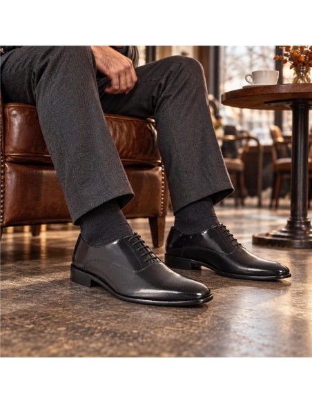 Black leather derby