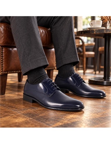 Blue leather derby
