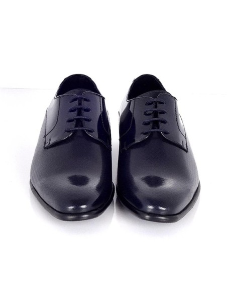 Blue leather derby