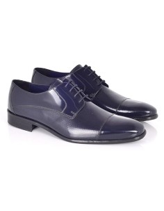 Derby de piel con plantilla extraible color azul 2