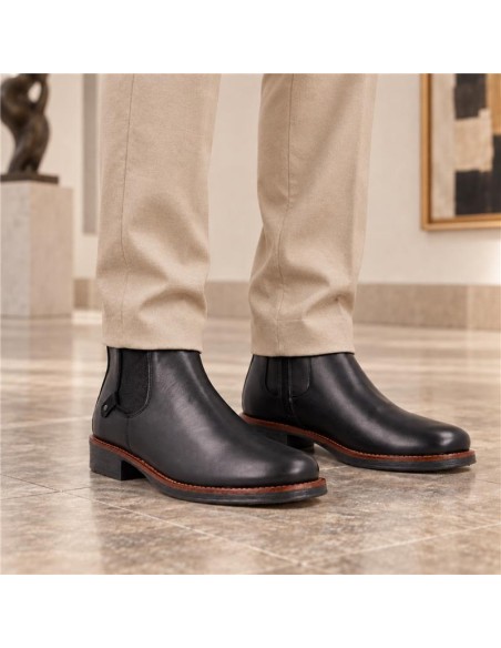 Botines Chelsea de piel con elástico lateral color negro
