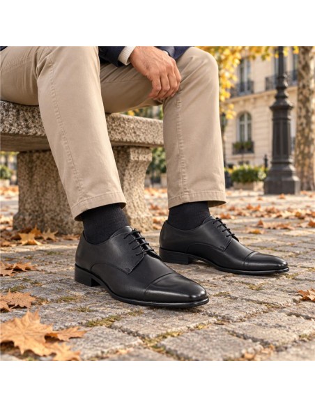 Black leather derby