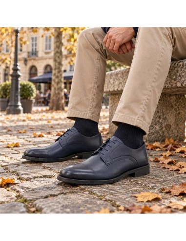 Blue leather derby