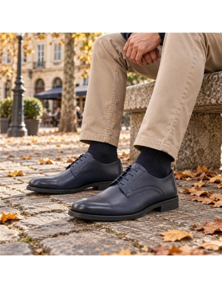 Derby de peau bleu PATERI-NAVY