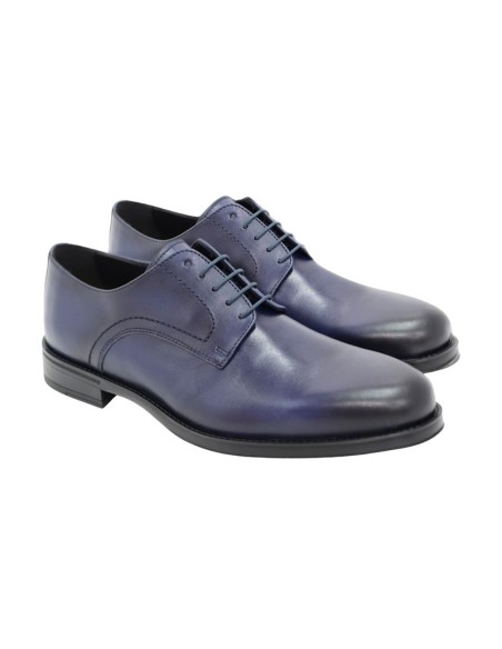 Derby de piel liso color azul