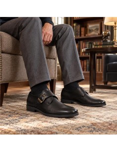 Black leather monkstrap