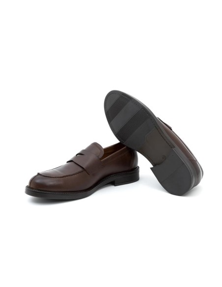 Brown leather moccasin