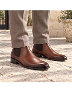 Black leather chelsea boots