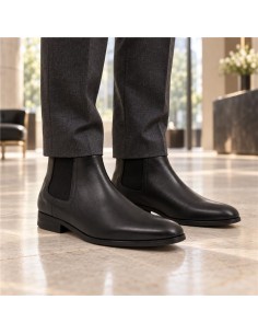 Black leather chelsea boots