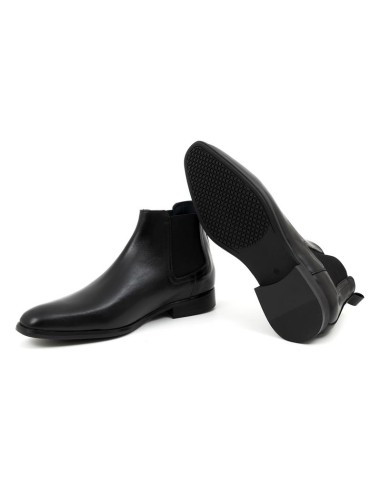 Black leather chelsea boots