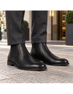 Black leather chelsea boots
