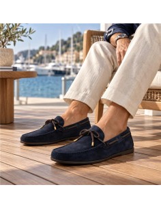 Blue suede moccasin