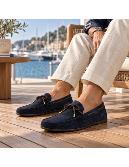 Mocassin suède bleu SACONI-MARINO