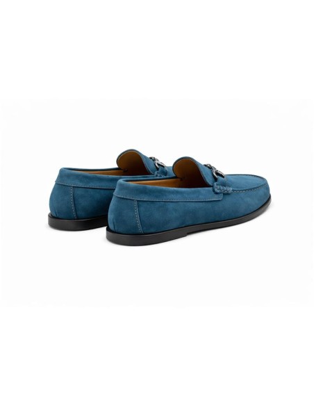 Blue suede moccasin