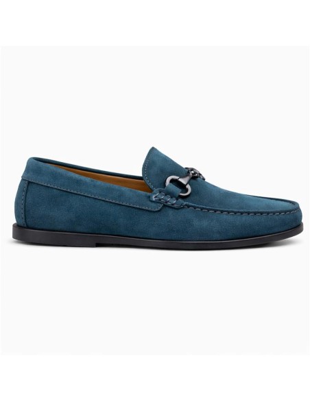 Blue suede moccasin