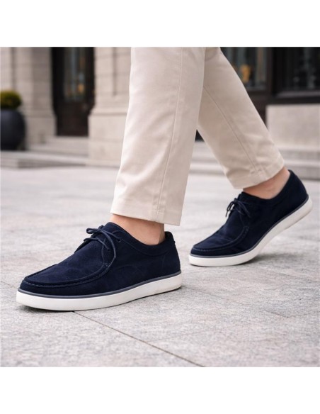 Blue suede moccasin