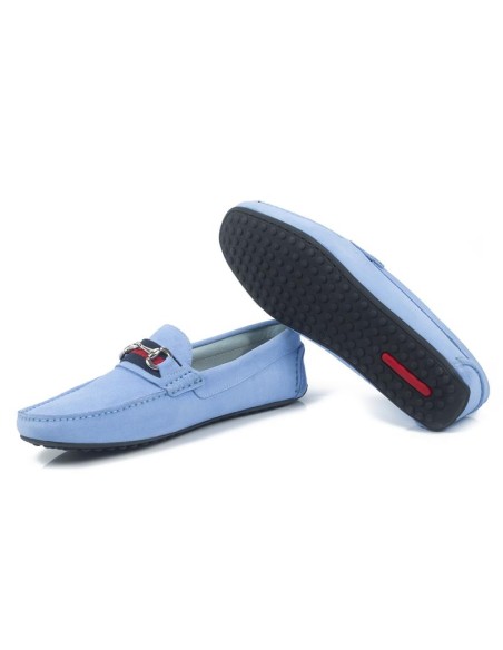 Blue suede moccasin