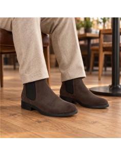 Beige suede chelsea boots