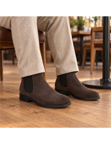 Beige suede chelsea boots