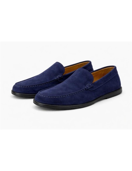 Blue suede moccasin