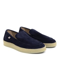 Mocasín de ante con costura color azul 2