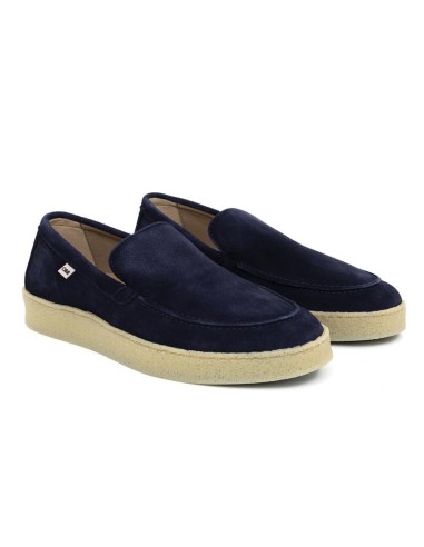 Mocasín de ante con costura color azul