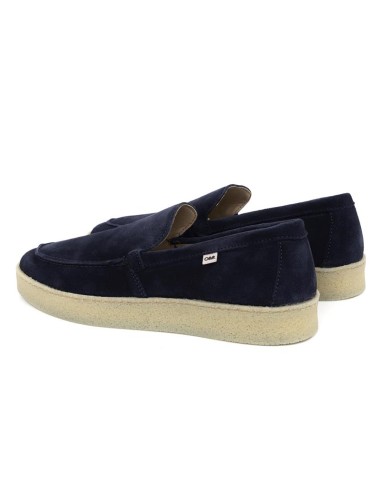 Mocasín de ante con costura color azul