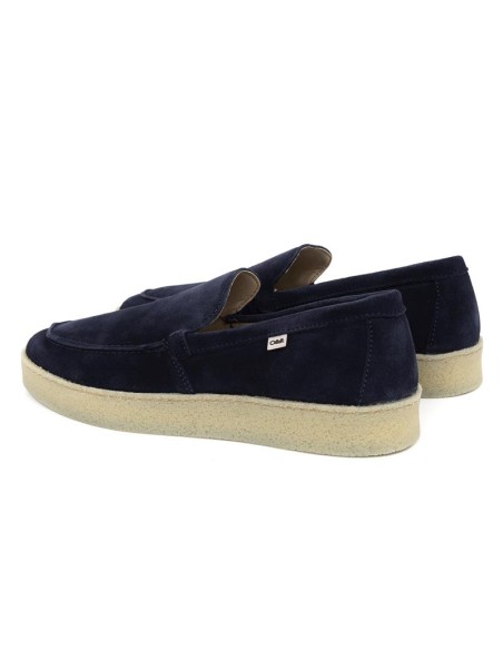 Mocasín de ante con costura color azul