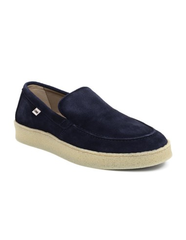 Mocasín de ante con costura color azul