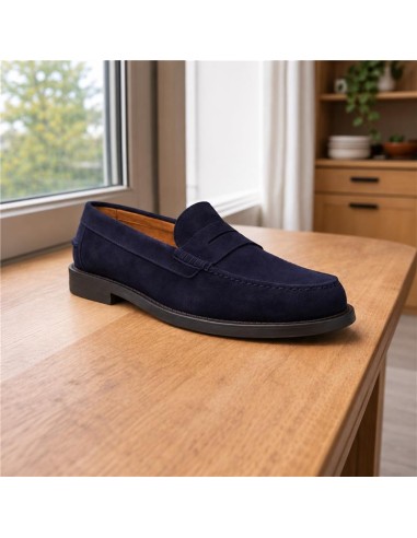 Mocasín de ante con antifaz color azul